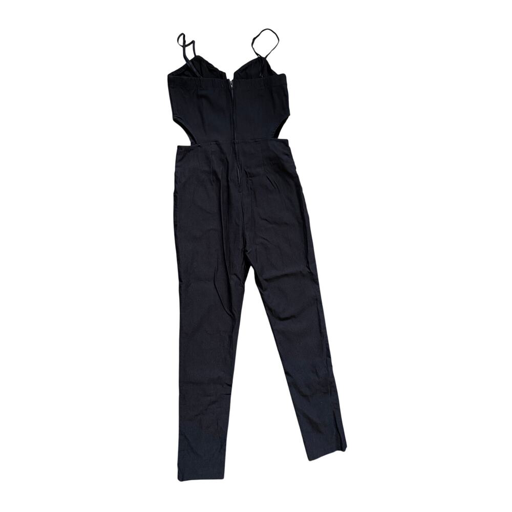 Nasty Gal Midnight Run Cut Out Jumpsuit Bodycon Black Medium EUC - Picture 2 of 9